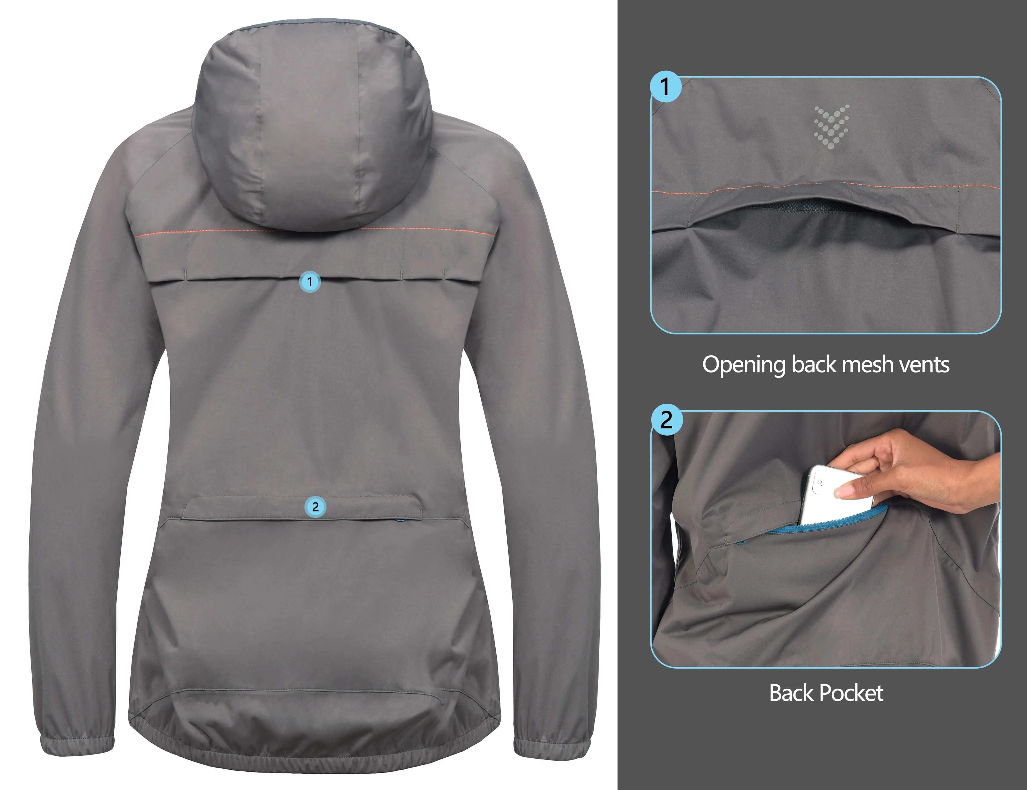 Women's Rain Cycling Bike Waterproof Jacket with Hood